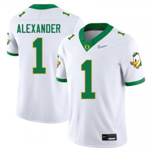 Men Bear Alexander White University of Oregon #1 Game Jersey 427536-673