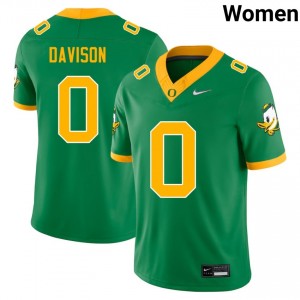 Women Jordon Davison Green Oregon #0 Official Jersey 415572-233