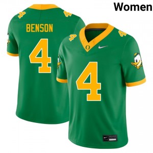 Women Malik Benson Green Oregon Ducks #4 Stitched Jerseys 775403-524