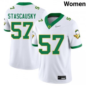 Women Zac Stascausky White Oregon #57 Limited Jersey 182197-301