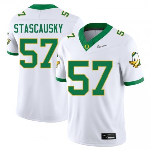 Men Zac Stascausky White University of Oregon #57 Alumni Jerseys 956526-237